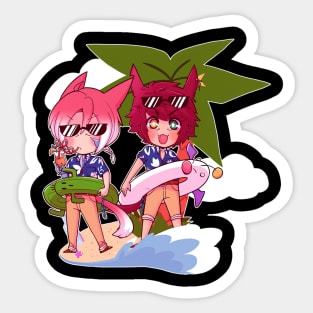 Summertime Catness Exarch and Warrior of Light Sticker